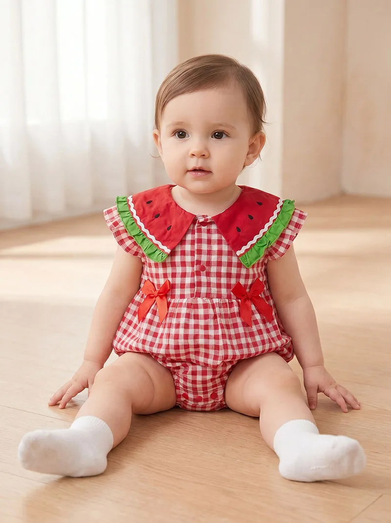 MILANCEL body de verano para bebé con estampado sandía y lazo - imagen 2