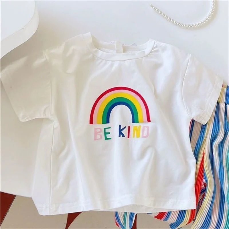 Conjunto de verano camiseta manga corta y pantalón plisado arcoíris - imagen 4