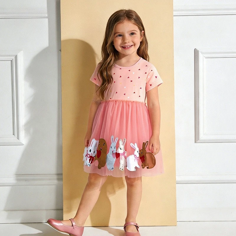 Falda princesa de malla para niña con bordados y patchwork - imagen 2
