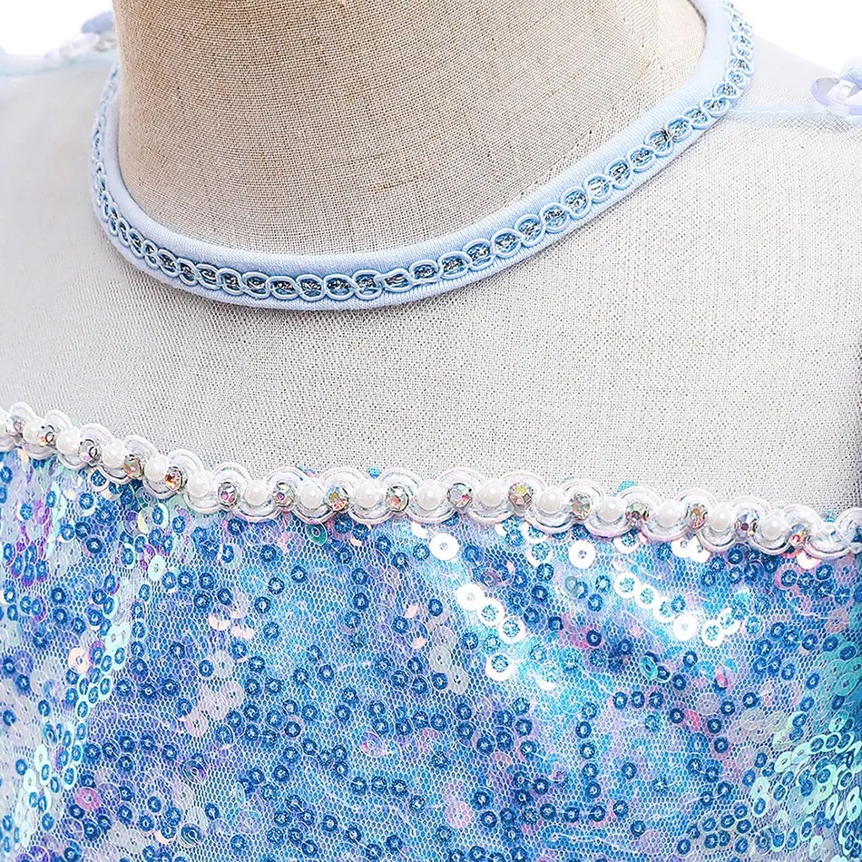 Disfraz Elsa Frozen para niña – Vestido de lentejuelas con capa - imagen 5