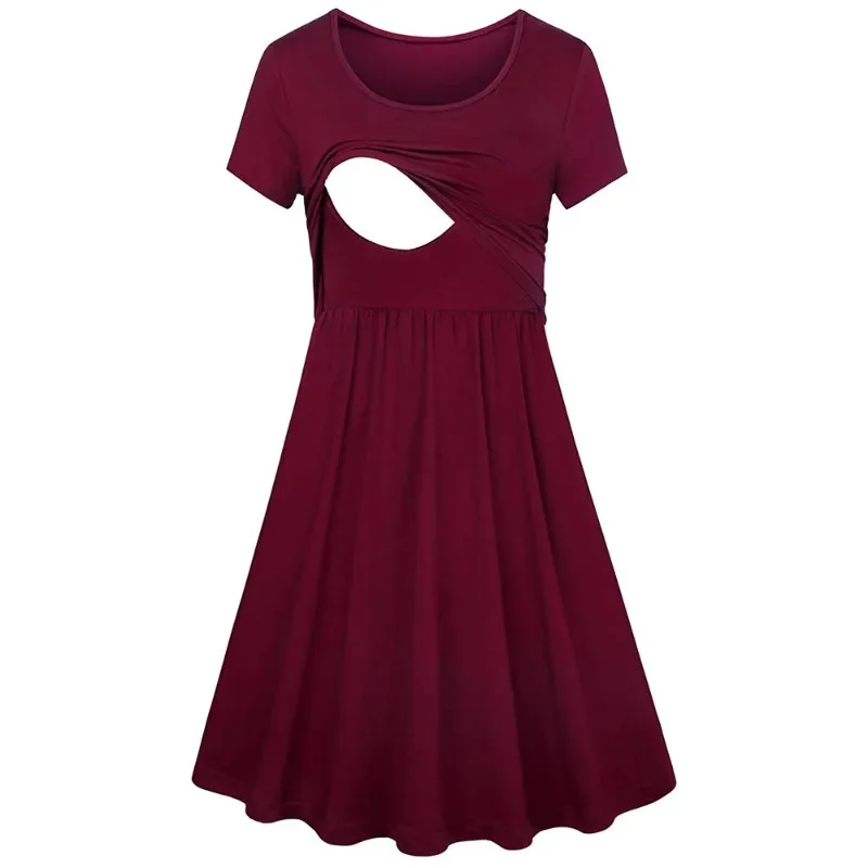 Vestido de lactancia de lunares con manga corta y rayas veraniegas - imagen 5