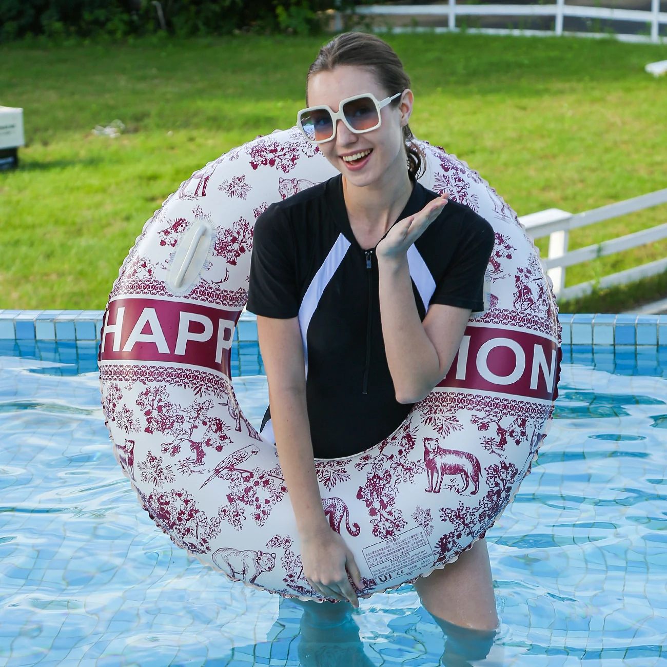 Anillo de natación inflable con asas de seguridad y colores - imagen 3