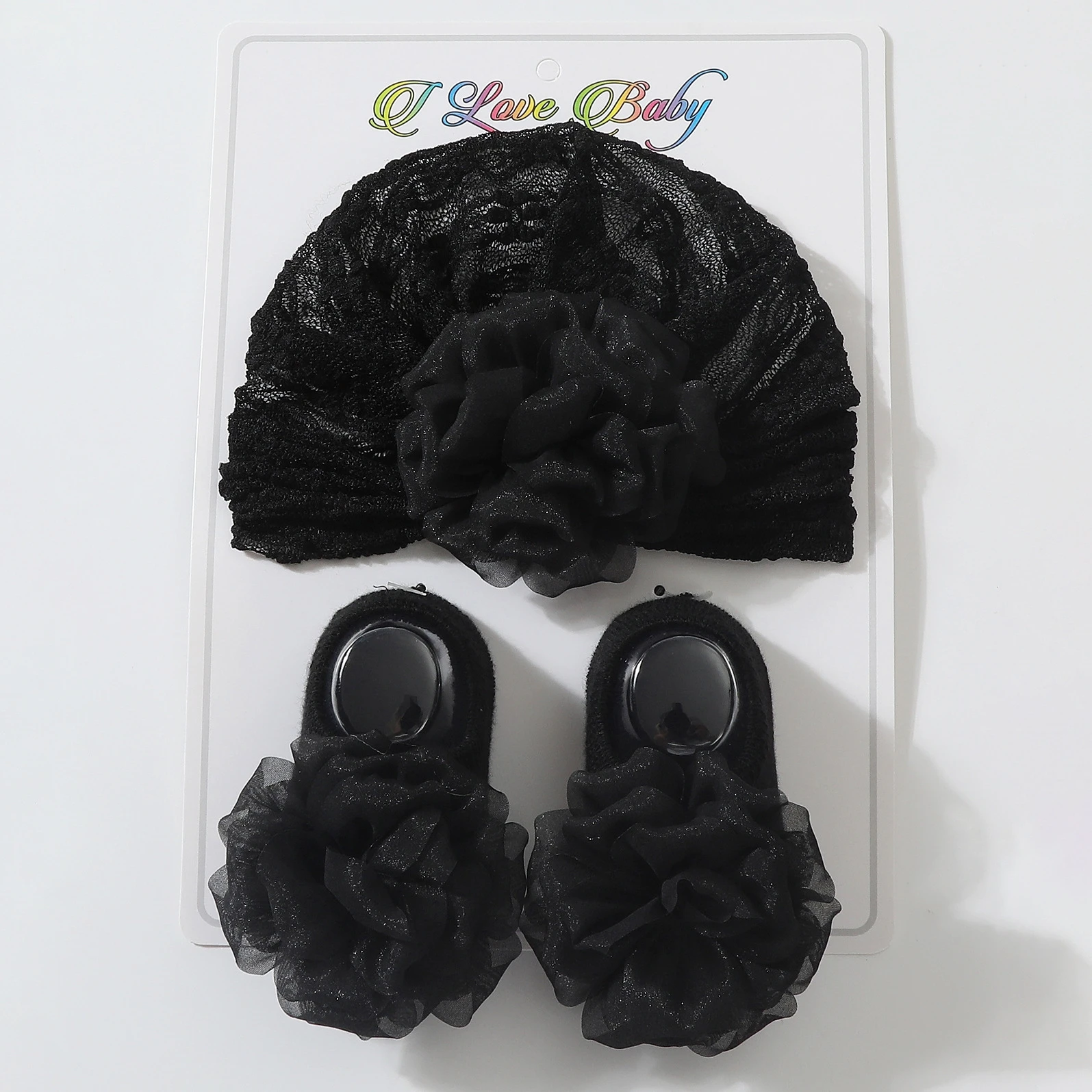 Conjunto de verano bebé recién nacido con gorro floral y calcetines - imagen 3