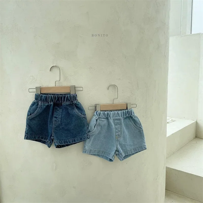 Pantalones cortos de mezclilla con bolsillo para niños, verano