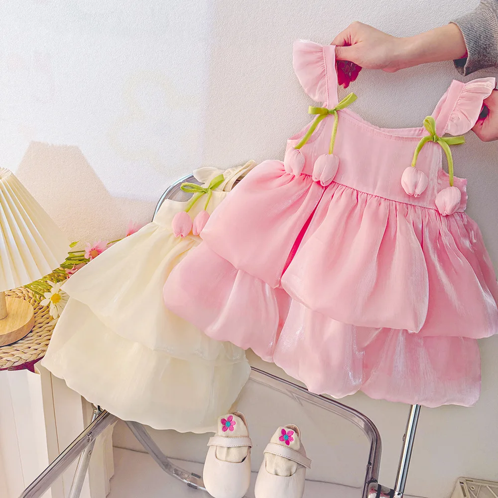 Vestido veraniego de tulipán para niña – corte acampanado - imagen 2
