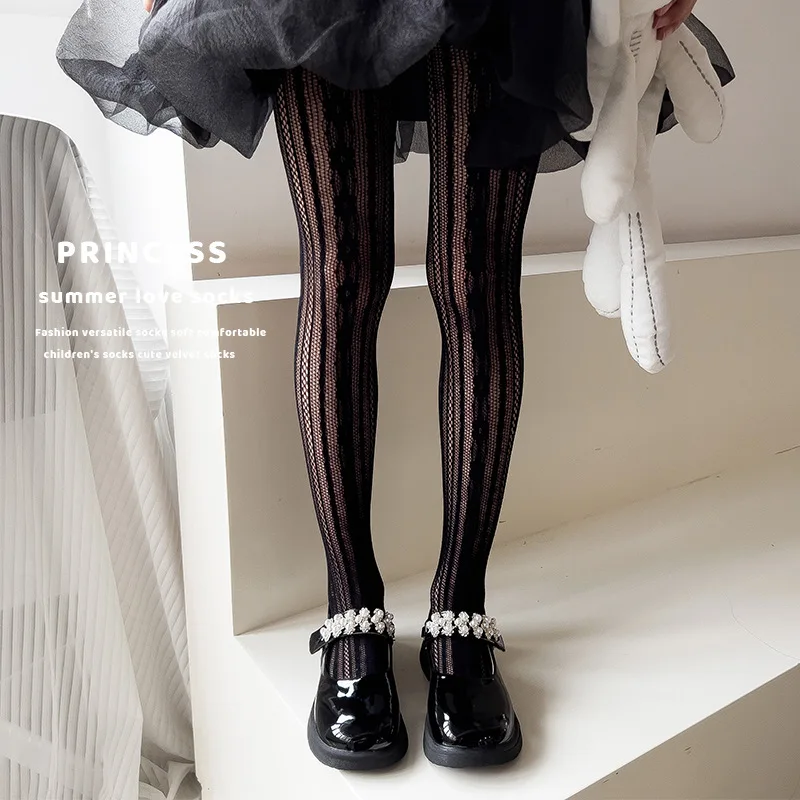 Pantimedias de encaje con lazo floral para niños – Estilo Lolita verano - imagen 2