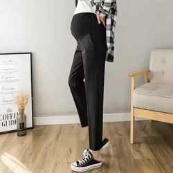 Pantalones de embarazo formales para oficina con cintura elástica
