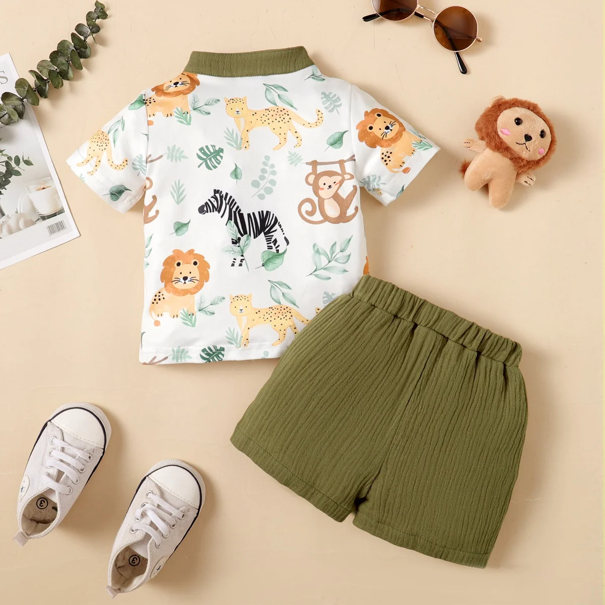 Conjunto infantil veraniego con estampado de animales para bebé - imagen 5