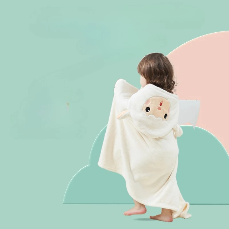 Toalla poncho con capucha de lana para niños – súper absorbente - imagen 2