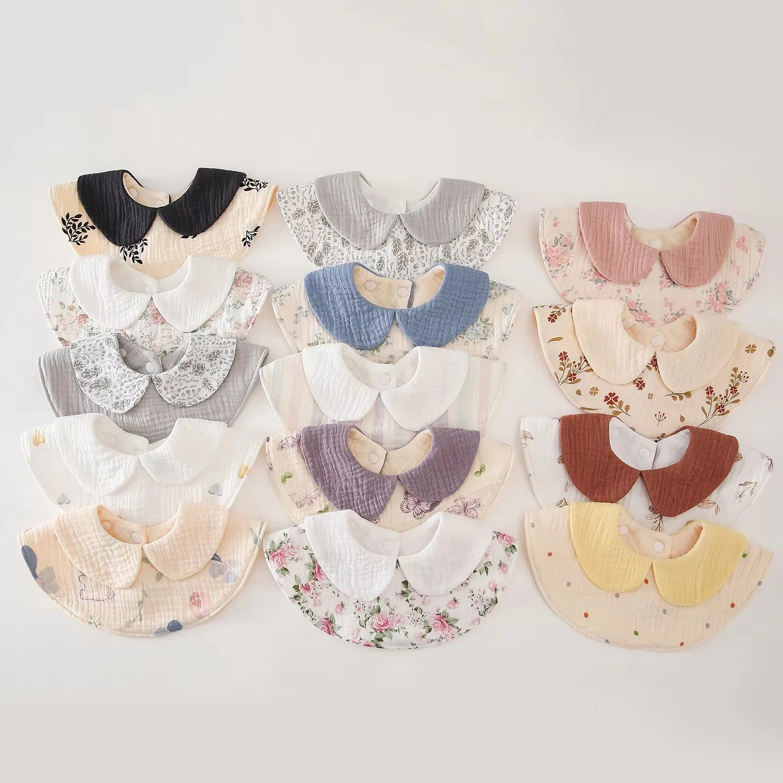 Baberos bebé de algodón ajustables con cuello estampado - imagen 2