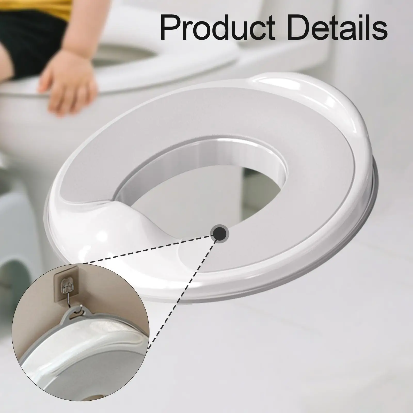 Asiento de orinal para inodoro compacto, cómodo y con colocación fácil