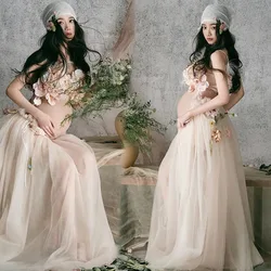 Conjunto de maternidad floral para sesión de fotos con bufanda