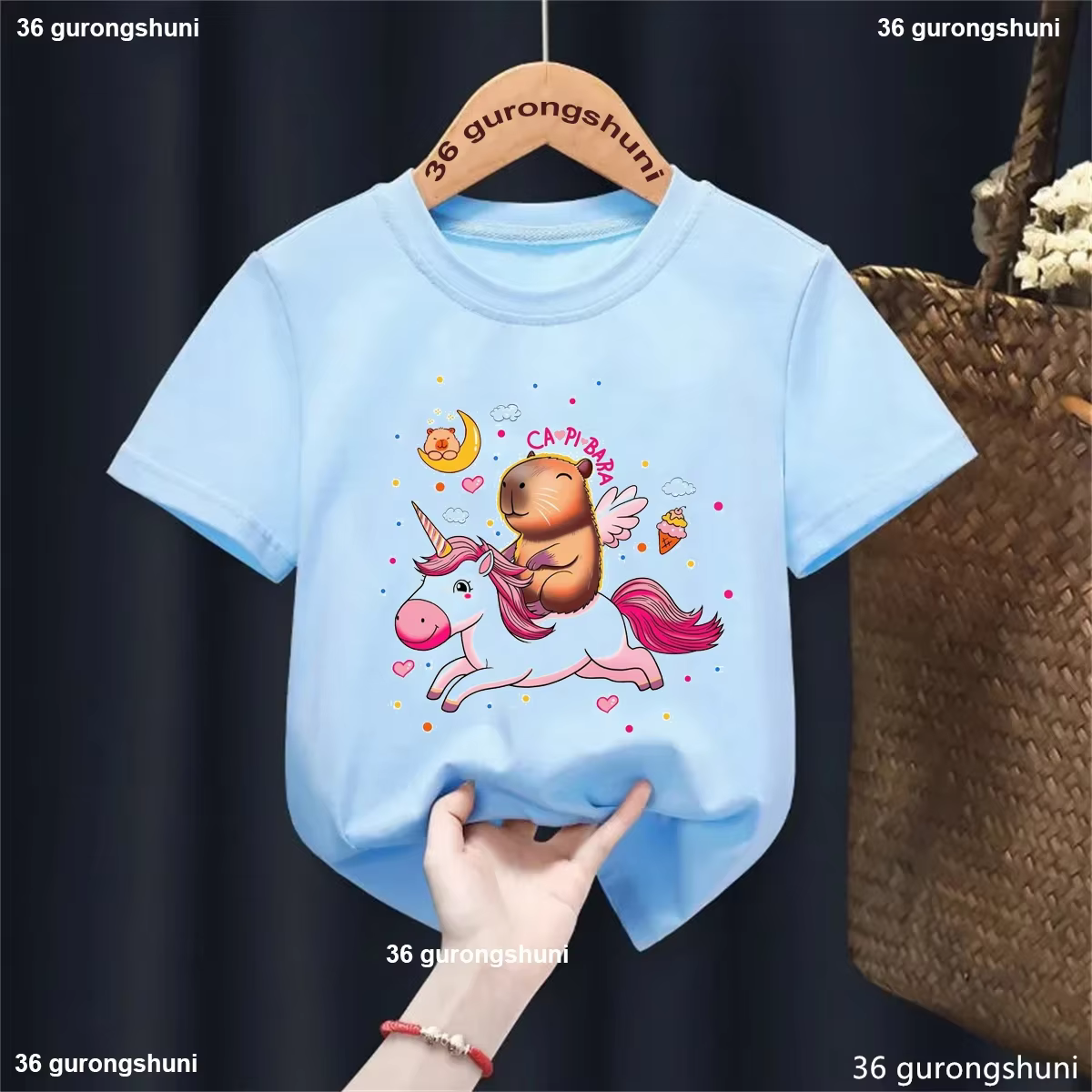 Camiseta de capibara con unicornio y ángel para niños - imagen 2