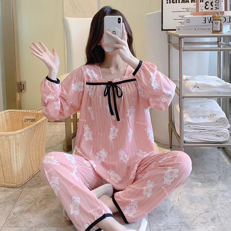 Pijamas de lactancia de manga larga para primavera y verano - imagen 2