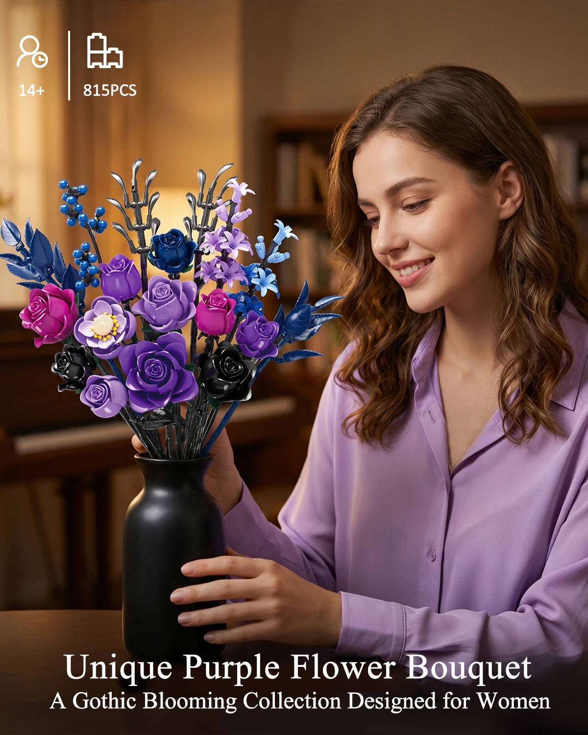 Bloques de construcción con flores preservadas púrpuras juego educativo - imagen 3