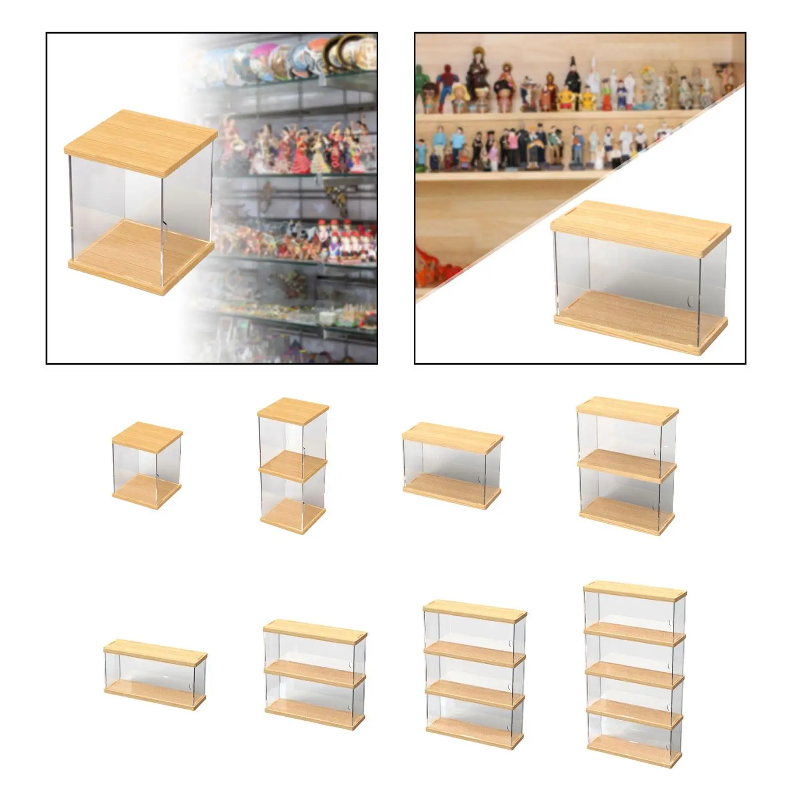 Vitrina de acrílico transparente para muñecas con base de madera - imagen 5