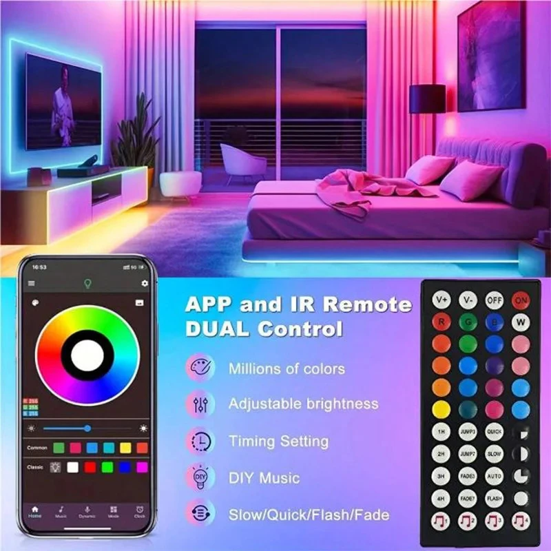 Tira LED RGB con control por app y cinta autoadhesiva USB - imagen 3