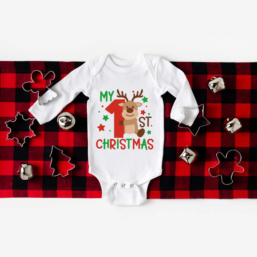 Pelele manga larga primera Navidad con estampado de ciervos - imagen 2