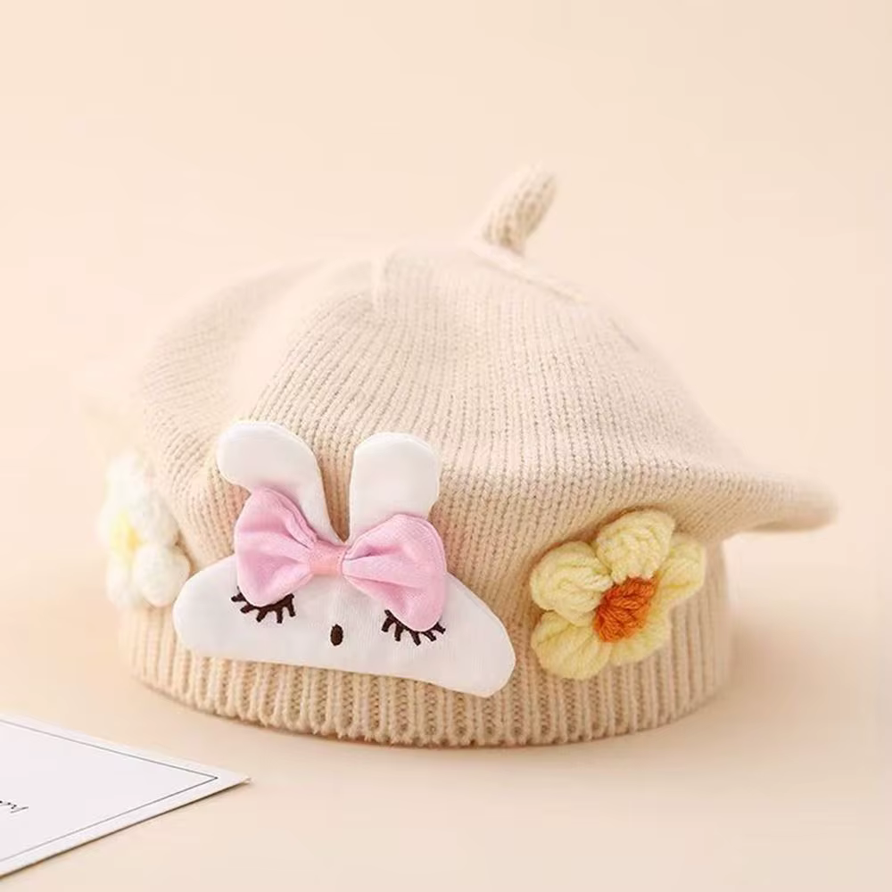 Gorro boina de flores cálido de invierno con orejeras para niña - imagen 4