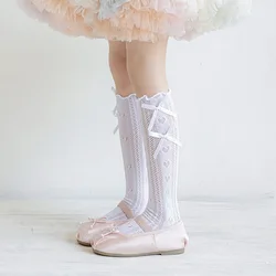 Calcetines de verano finos con volantes, lazo y corazón