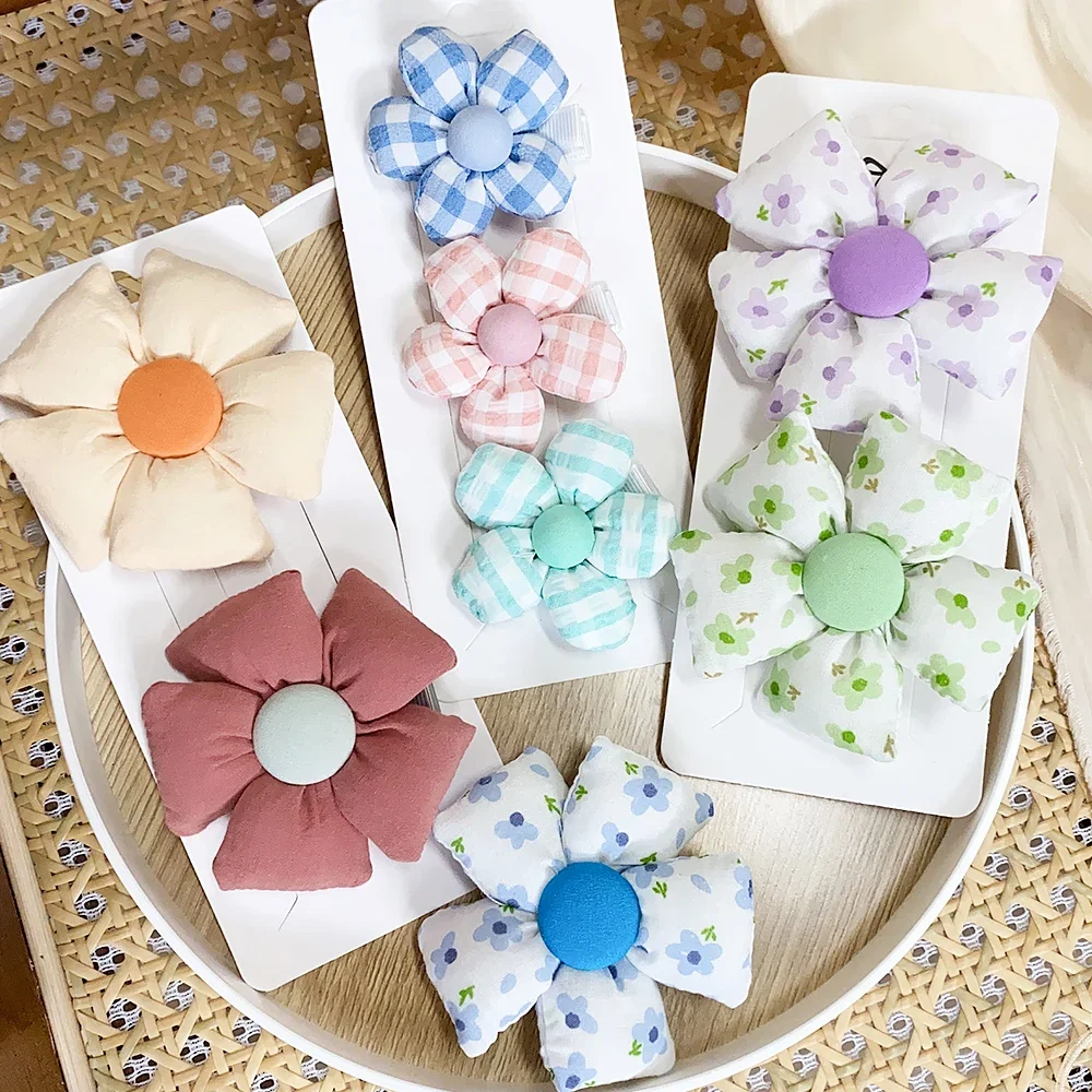 Pinzas para el cabello con estampado de flores para niñas - imagen 5