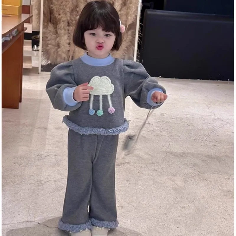 Conjunto de invierno acolchado para niñas: sudadera y pantalón largo - imagen 4