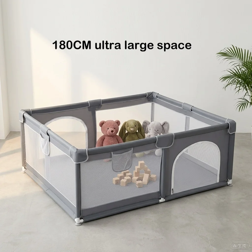 Parque de juegos para bebés con malla transpirable y corralito - imagen 4