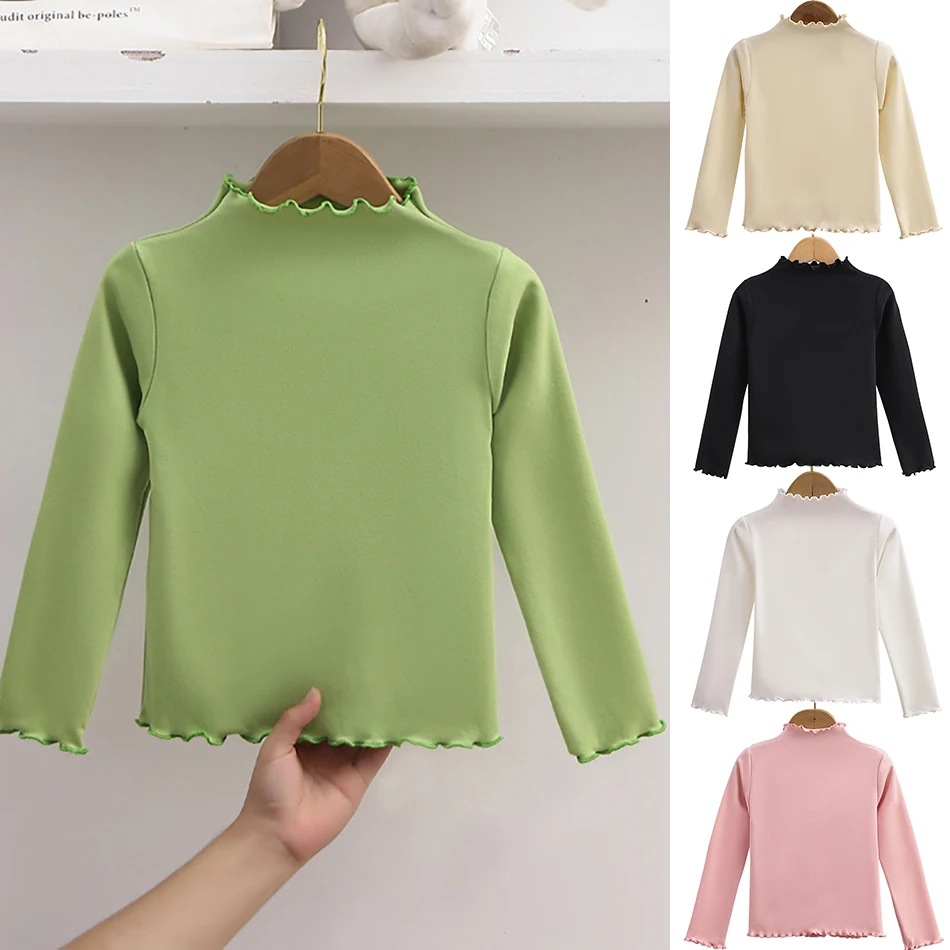 Camiseta de manga larga con volantes para niña – Suave y cálida para invierno