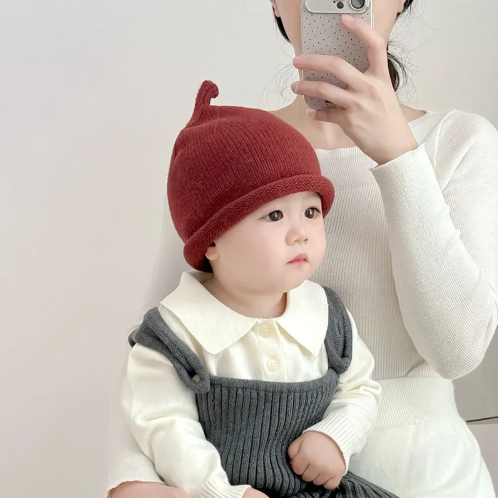 Gorro de invierno grueso ganchillo para niños – Color sólido y cálido - imagen 4