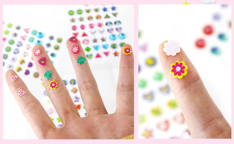 Pendientes autoadhesivos 3D con gemas y purpurina para niñas - imagen 2