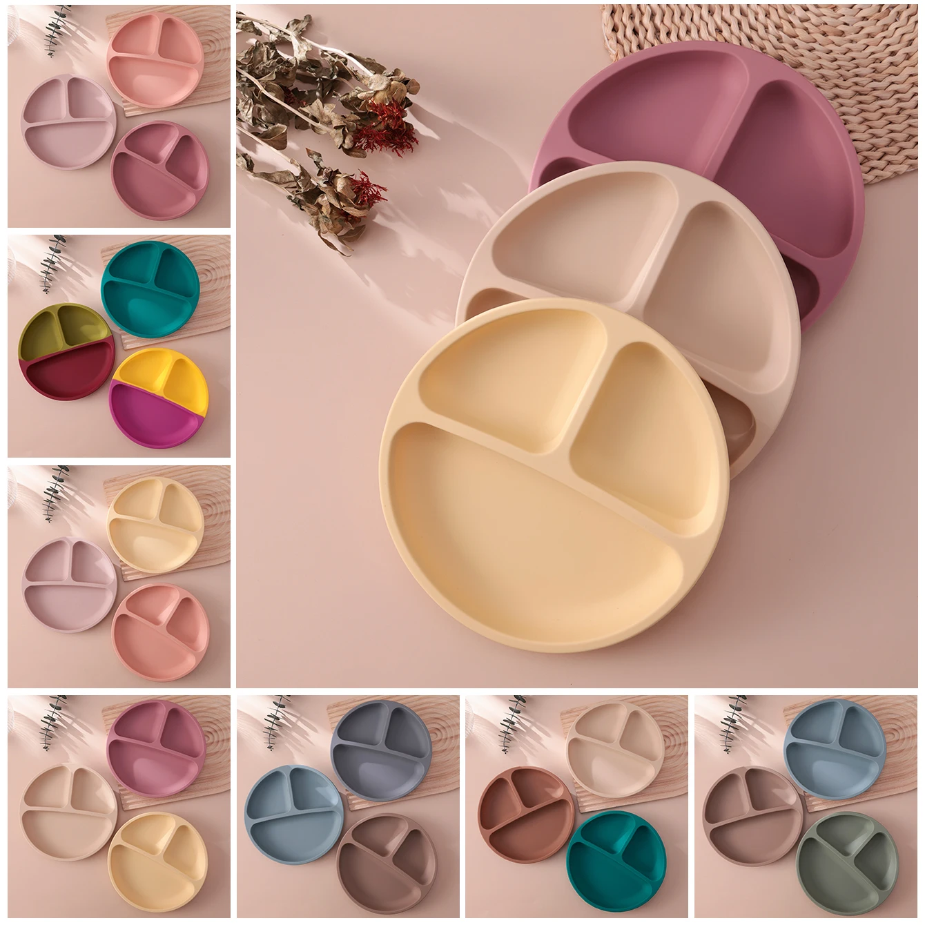 Vajilla de bebé silicona con ventosa, sin BPA, ecológica - imagen 3