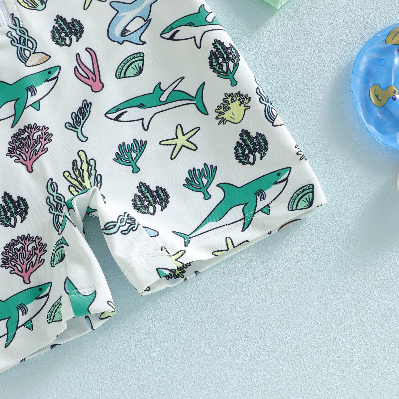 Traje de baño infantil manga larga con estampado marino y gorro - imagen 5