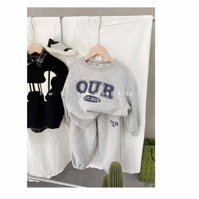 Conjunto de suéter cuello redondo con estampado para niños, invierno - imagen 5