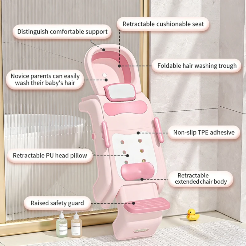Silla de baño antideslizante plegable ajustable cómodo para bebé