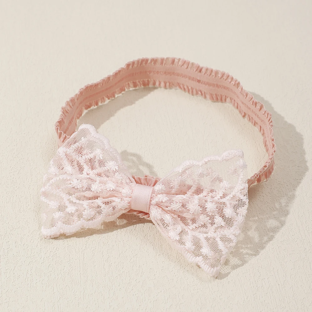 Diademas elásticas de encaje con lazo para bebé niña – Estilo turbante - imagen 4