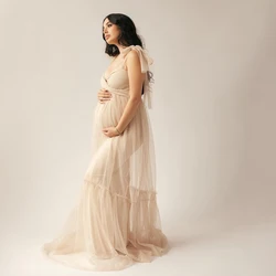 Vestido de maternidad sin mangas de tul para sesión de fotos de verano