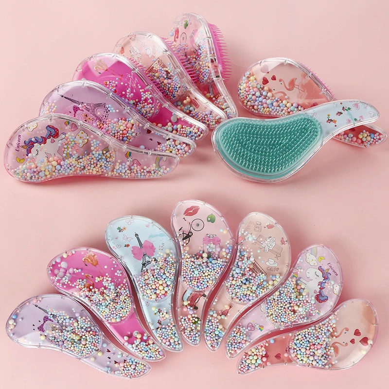 Peine infantil unicornio transparente con masajeador para niñas - imagen 2