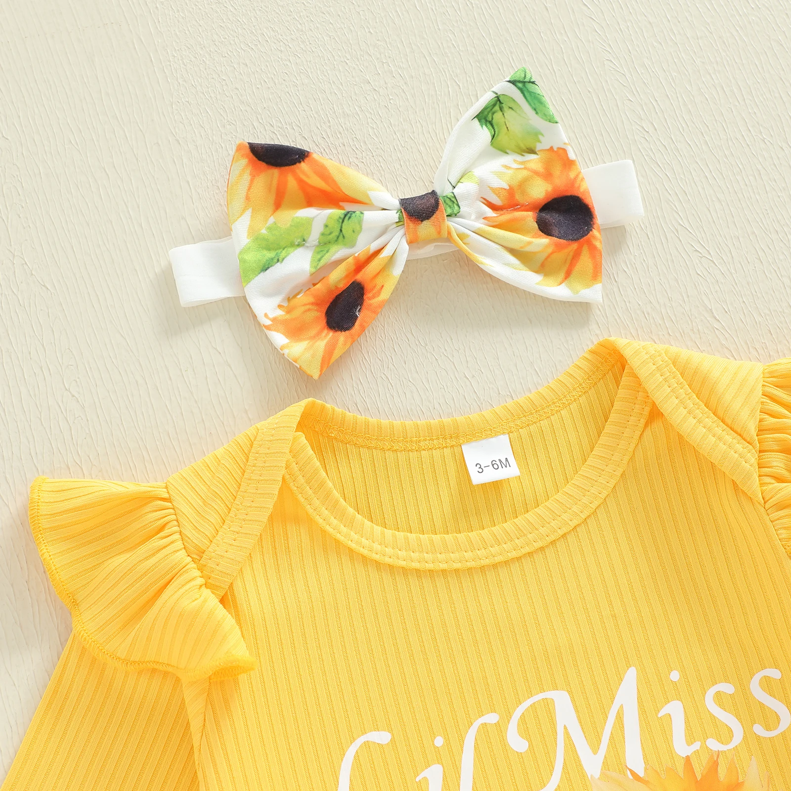 Tregren conjunto recién nacida girasol: pelele manga larga y diadema - imagen 5