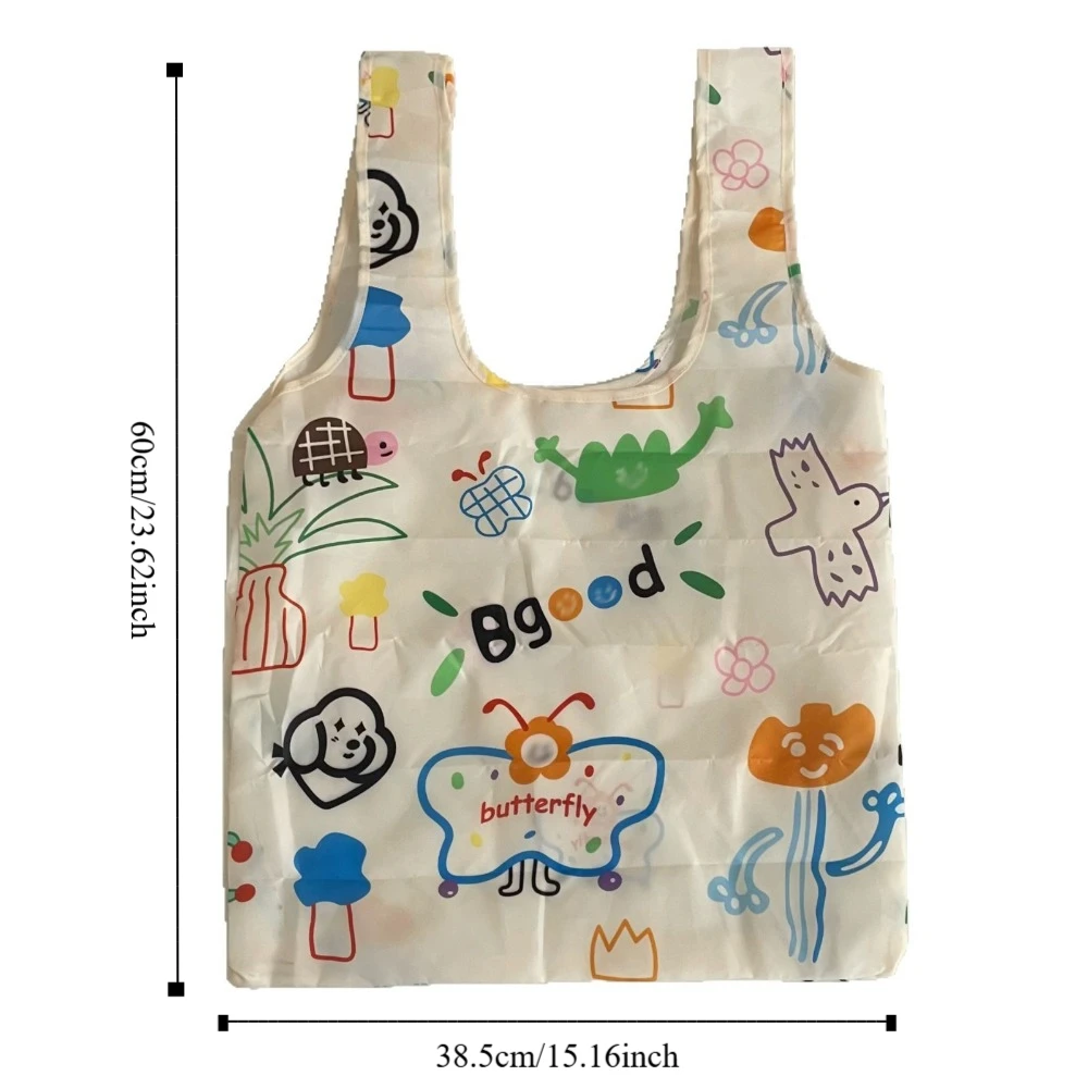 Bolsa de compras plegable de nailon con diseño de dibujos animados