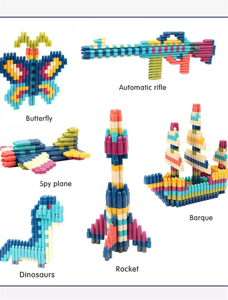 Bloques tipo “bala” para crear figuras y patrones