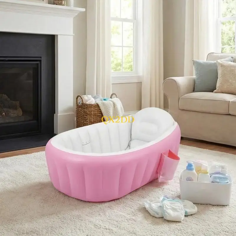 QX2D Bañera hinchable plegable para bebé portátil fácil de guardar - imagen 5