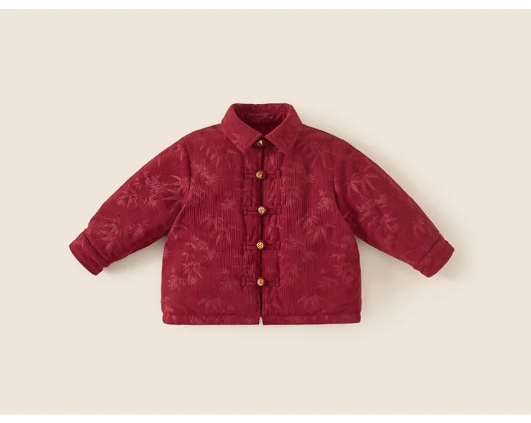 Conjunto infantil rojo de estilo chino con top y pantalón