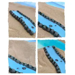 Miniatura río recto en resina para microjardín