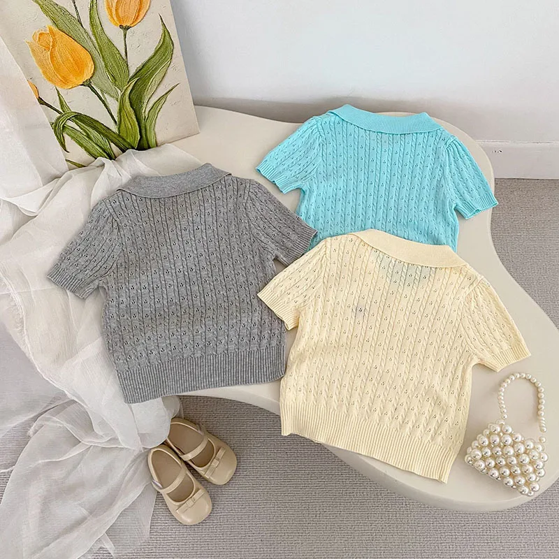 Camiseta polo de verano para niños con lazo y punto calado - imagen 5