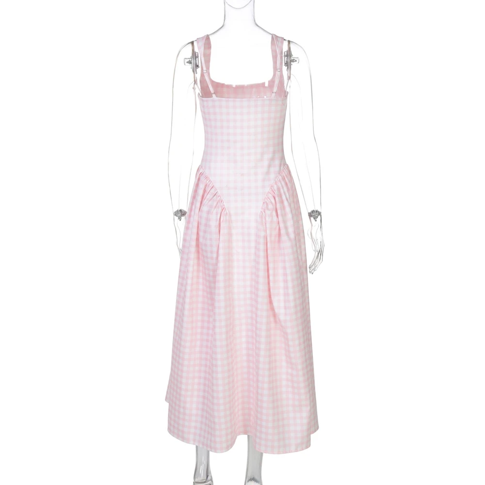 Vestido de maternidad de cuadros vichy sin mangas para sesión de fotos - imagen 2