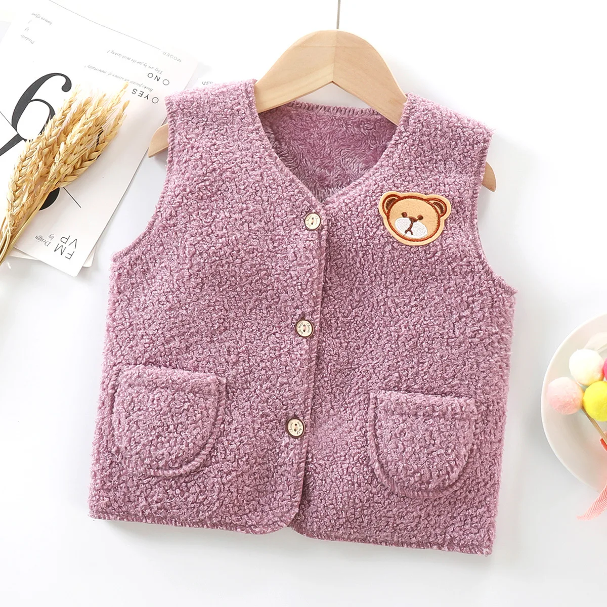 Chaleco polar bebé cálido de felpa para niñas y niños - imagen 3