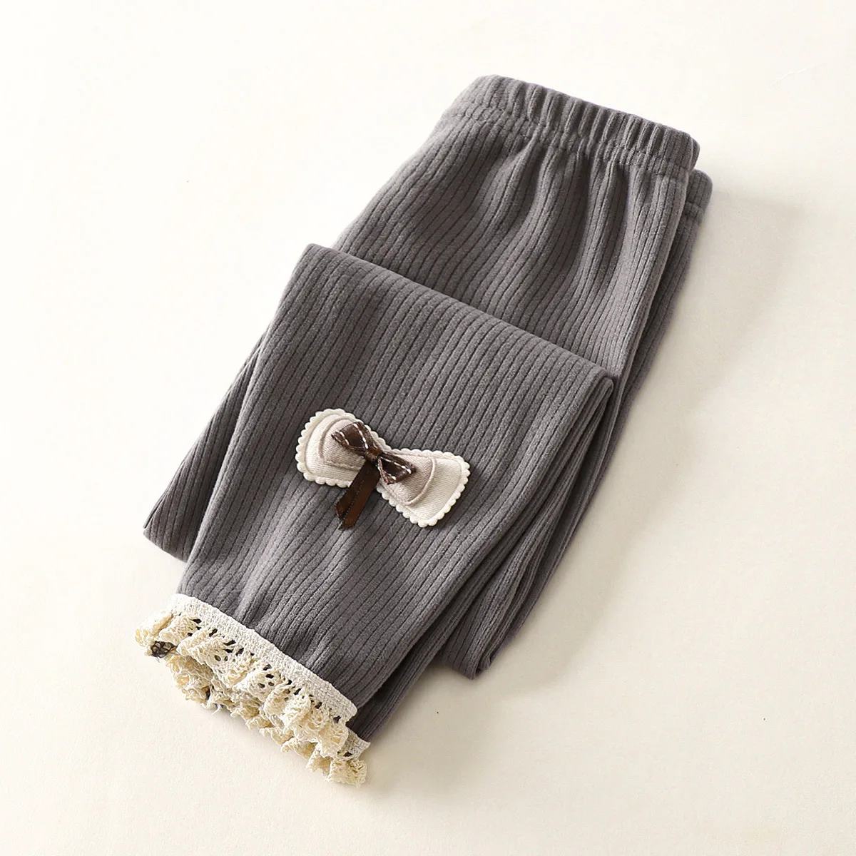 Leggings de lana terciopelo para niños – Otoño con encaje fino