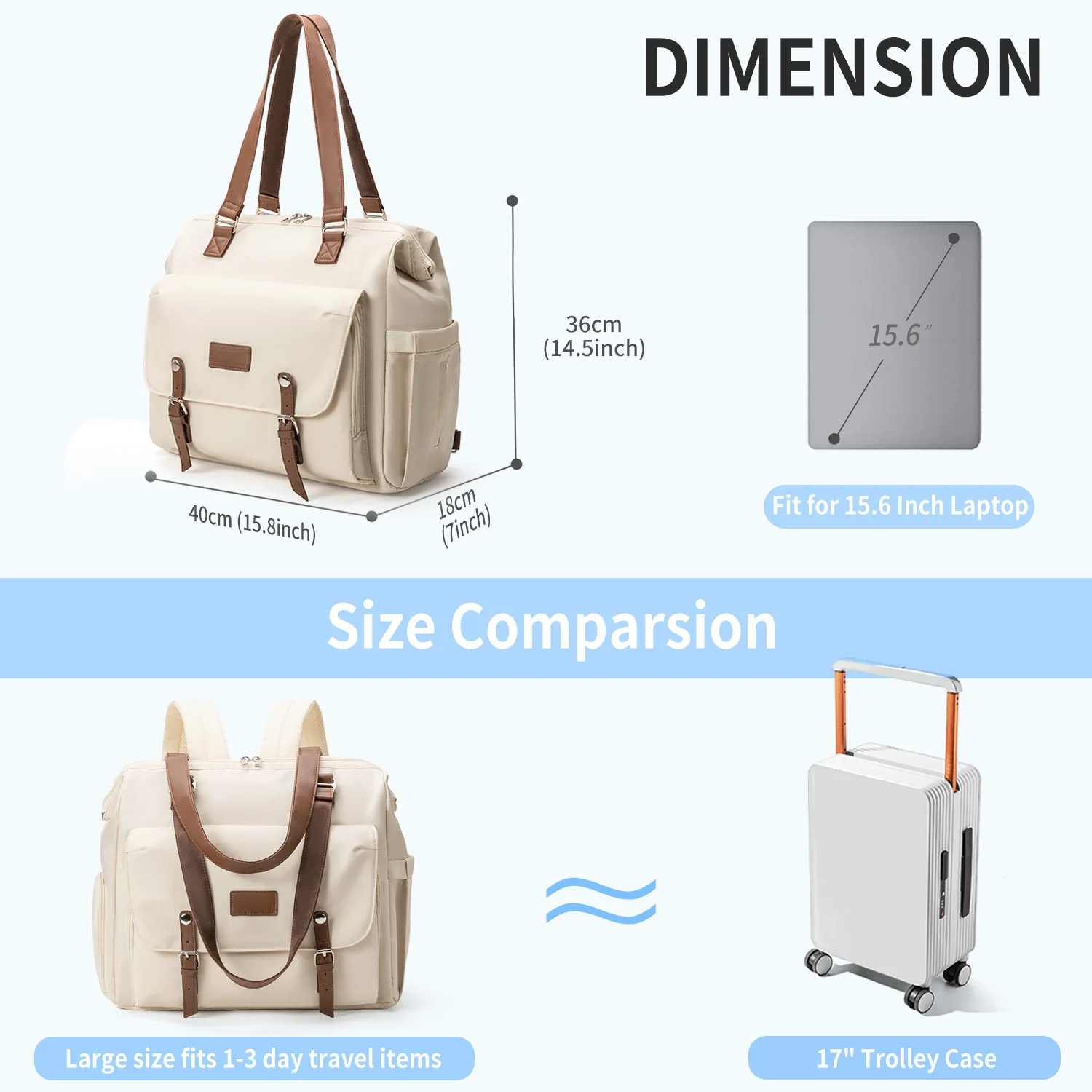Bolsa de pañales gran capacidad con mochila ligera para salidas - imagen 5