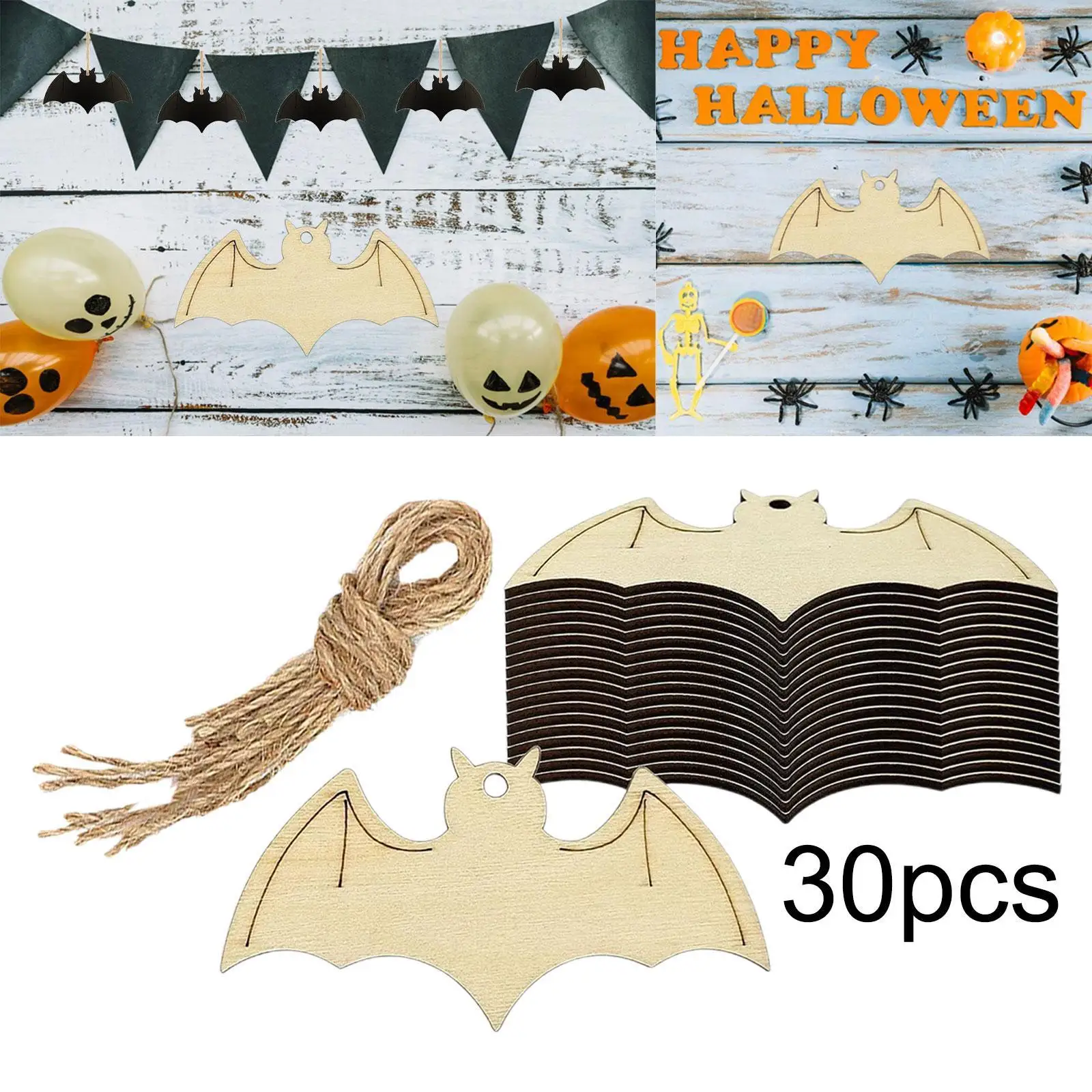 Recortes de madera con murciélagos para decoración Halloween - imagen 5