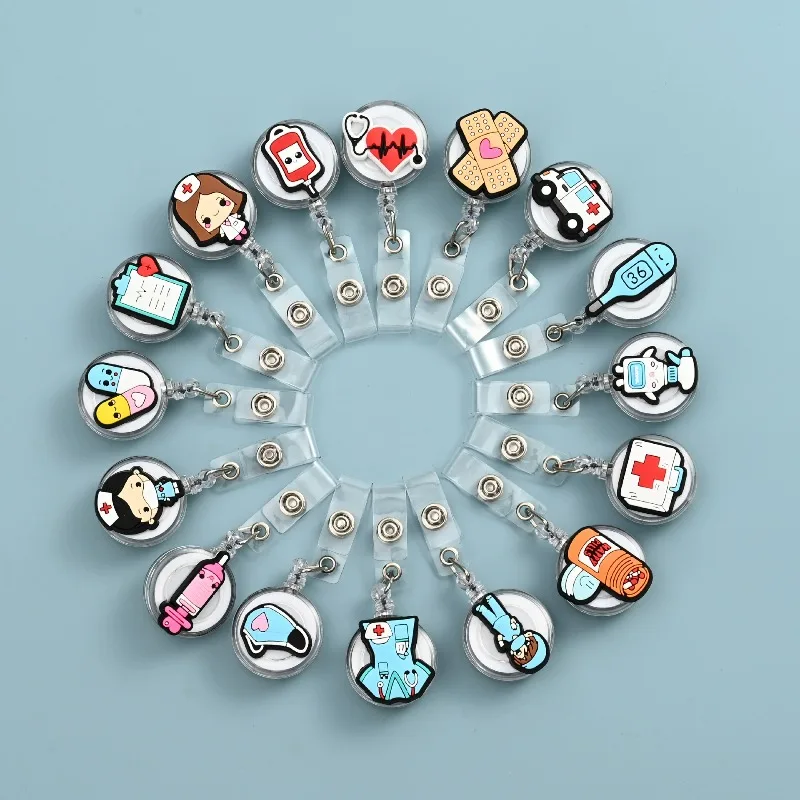 Portagafete retráctil con clip decorativo para médicos y oficinas - imagen 2